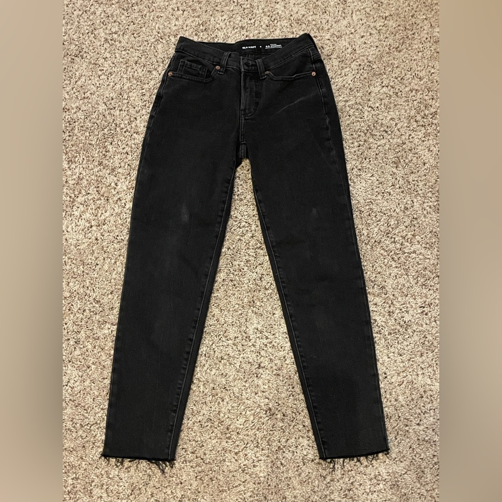 Old Navy Women's Black high-rise O.G. Straight secret-smooth pockets